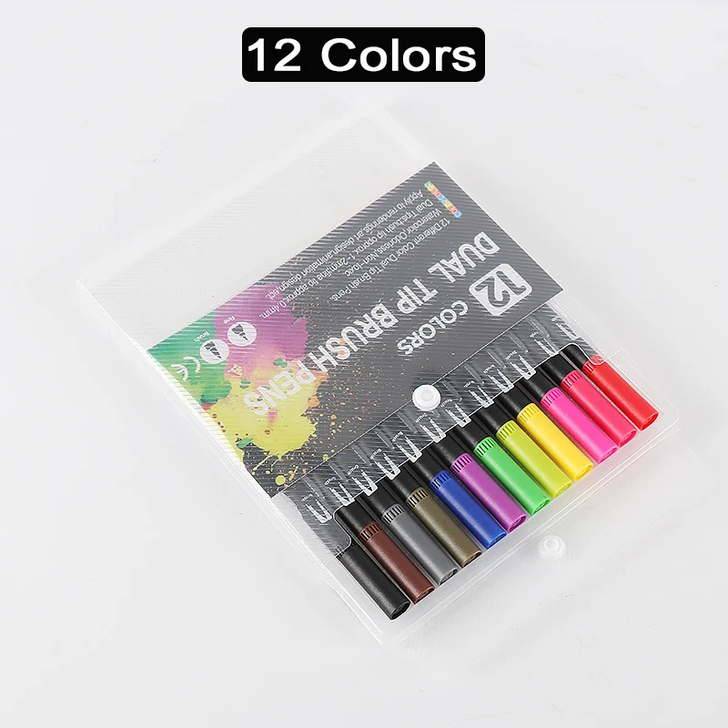Markers for Adult Coloring, 12/24/36 Dual Tip Brush Pen Art Markers, Water  Based Numbered (Fine & Brush Tip),School Supplies - AliExpress
