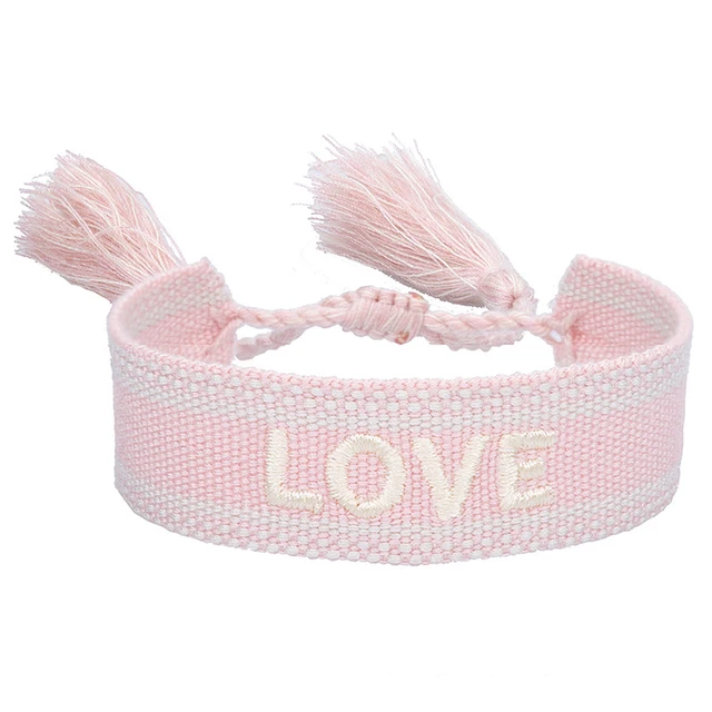 Boho tissé broderie amour poignet tricoté Bracelets d'enveloppement corde à la main tissage tressé glands ethnique femmes hommes bijoux