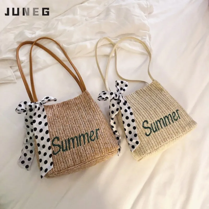 

Fashion Summer Beach Straw Bags for Women Crossbody Bags Elegant Ladies Letter Embroidery Shoulder Bags Messenger Bags Handbag