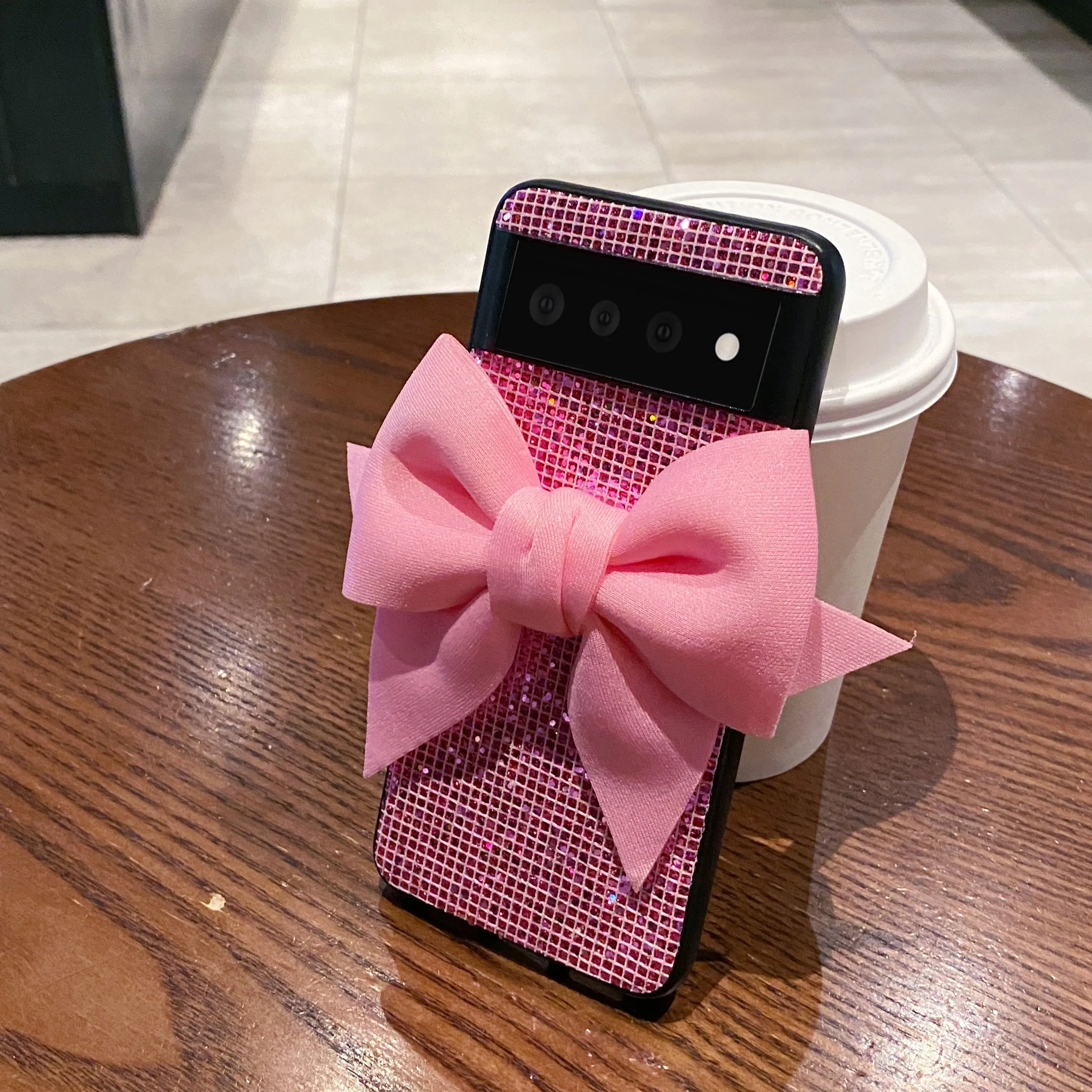 Chic 3D Pink Butterfly Glitter Lattice Phone Case
