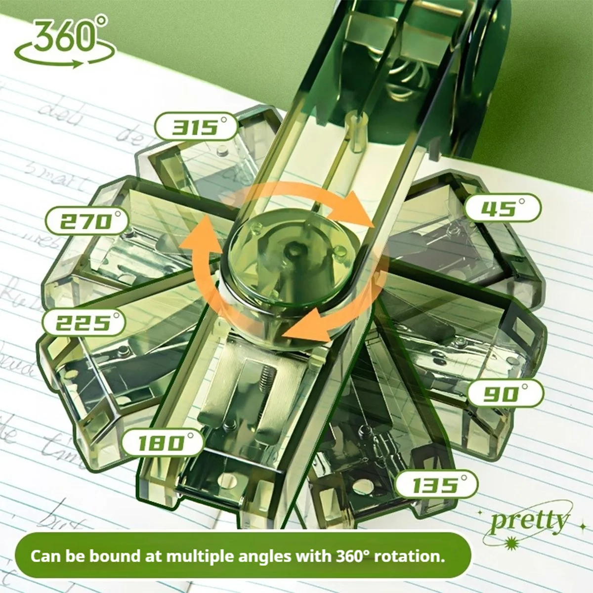 360 회전 스테이플러 - 홈 오피스 학교 학생을 위한 헤비 듀티 데스크탑 수동 제본 펀처 및 스테이플링 도구 패스너