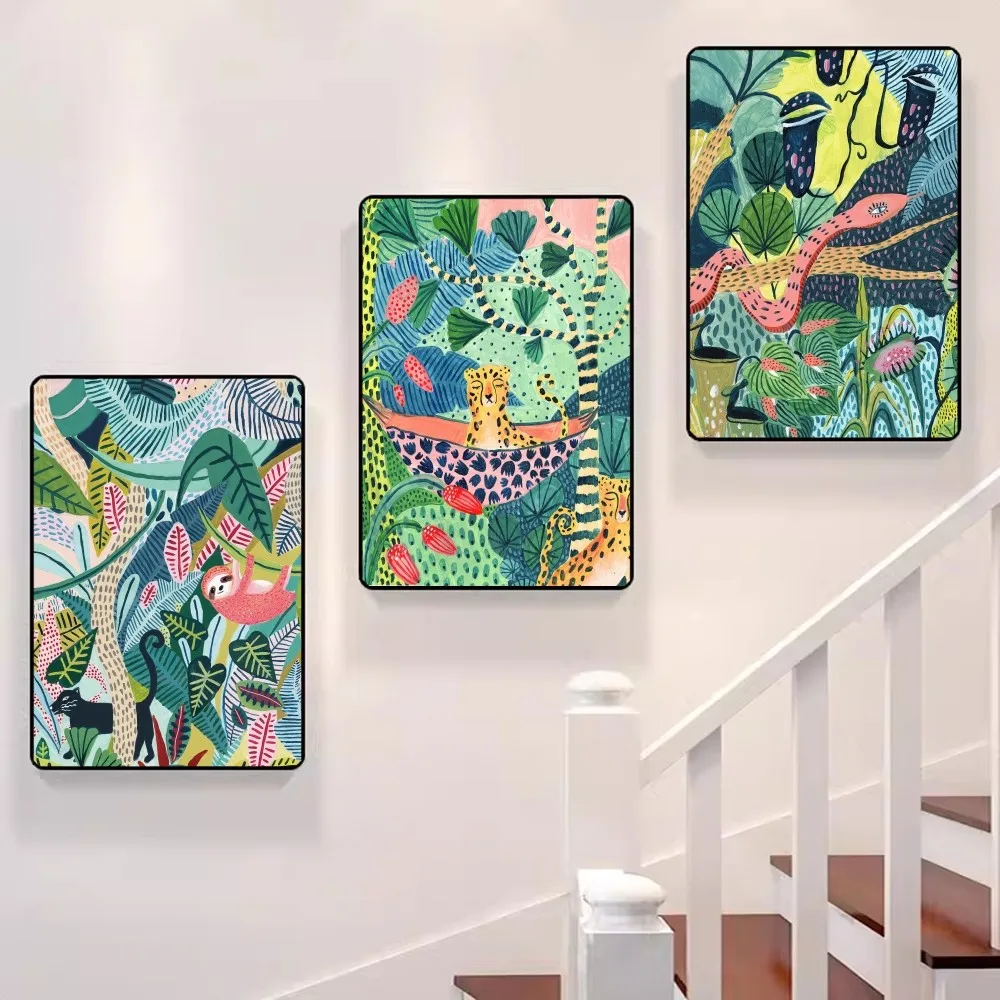 

Nature Forest Animal Poster Self-adhesive Art Poster Retro Kraft Paper Sticker DIY Room Bar Cafe Vintage Decorative