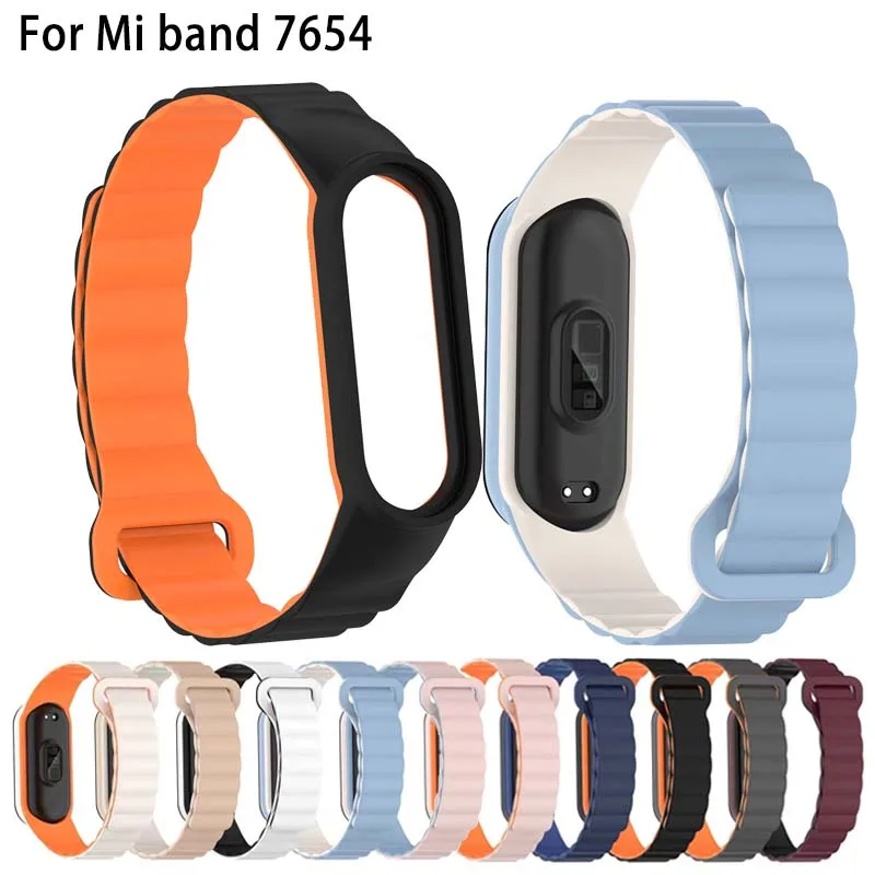 Magnetic Bracelet for Mi Band 7 Strap Accessorie Sport Silicone Rubber SmartWatch pulseira Belt correa Xiaomi MiBand 4 6 5 strap