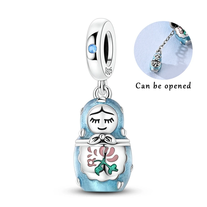 925 Sterling Silber Charms Perle CZ Zirkon Herz Polka Dot Matrosenschachtel-Anhänger passend für Original Armband DIY Damen Schmuck Geschenk