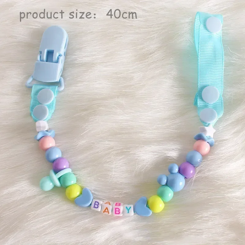 Newborns Baby Pacifier Leash Beads Soother Nippler Chain Newborn Baby Dummy Anti-lost Pacifiers Clips for Teether Nipples Care