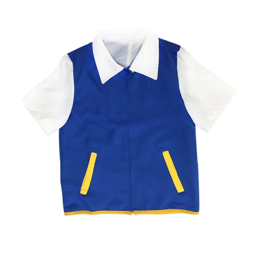 thumbnail image 1 of Pokemon niños Cosplay creativo Ash Ketchum chaqueta azul figura de Anime juego de rol ropa de espectáculo conjunto de gorra y guantes de entrenamiento, 1 of 5
