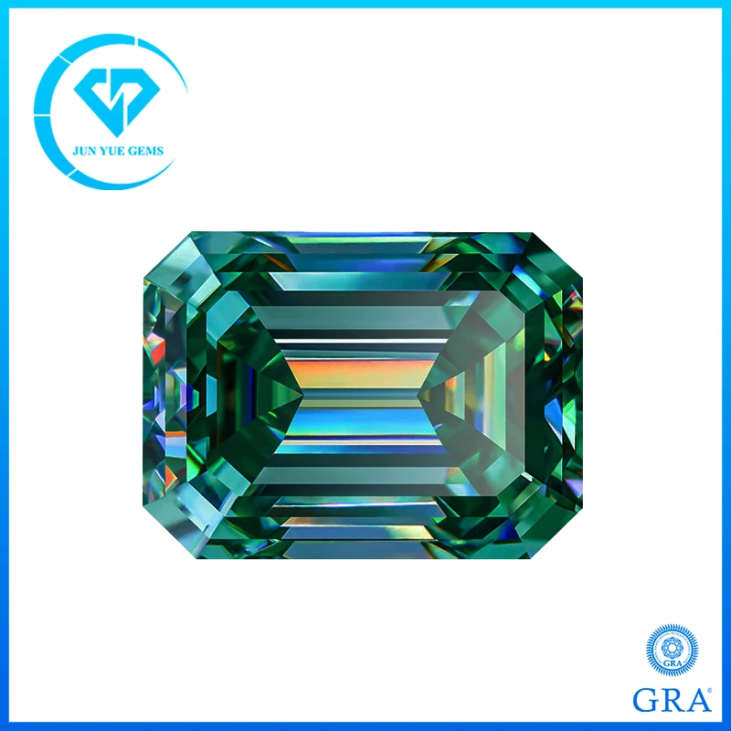 Never Fade Emerald Green Moissanite Stone Emerald Cut 1.0-5.0Ct Certified Loose Moissanite Pass Diamond Tester Con Gra