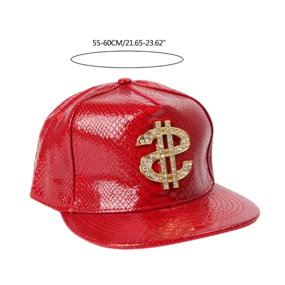 Unisex Dollar Style Baseball Caps Fashion Adjustable Hip-hop Hats PU Leather Flat Brim Snapback Hats Sun Visor 5