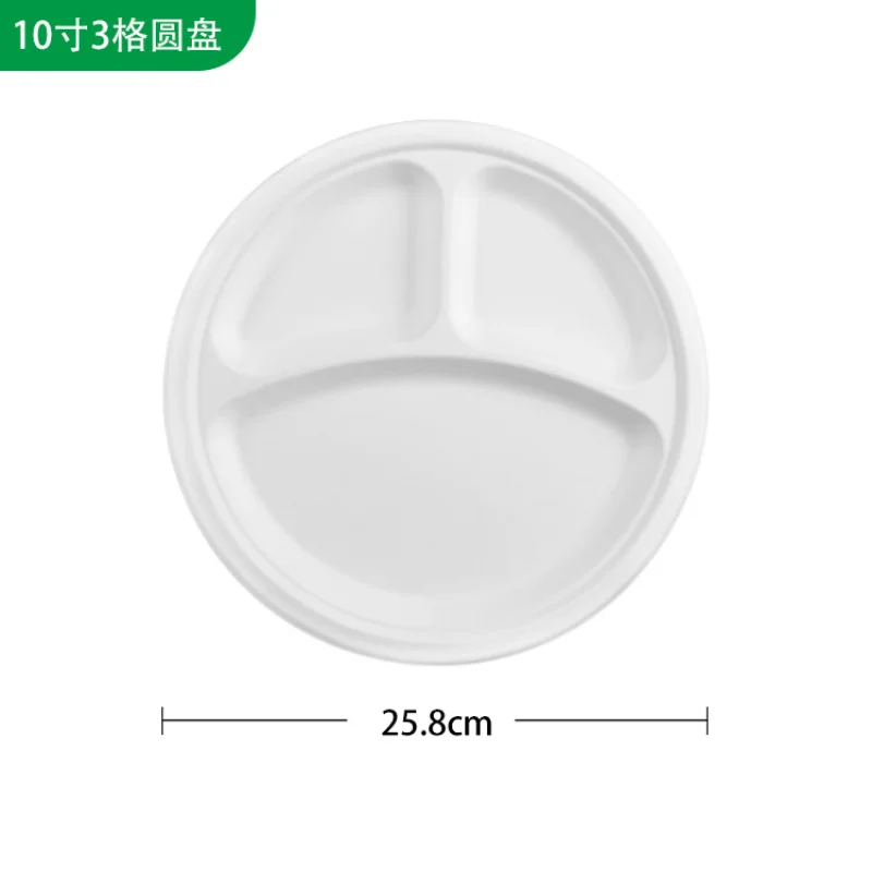 Party Tableware Disposable Plates 3 Compartment Tray Compostable Degradable Dinnerware 50pcs for Picnic party tableware,disposable food trays