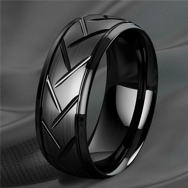 8mm Titanium Steel Rings for Men Women Groove Multi-Faceted Stainless Steel Wedding Band Jewelry-wedding rings,womens ring,couple rings,finger rings,jewelry rings,ring jewelry