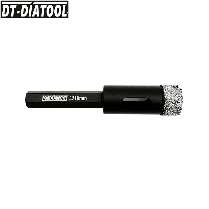 DT-DIATOOL 1pc Dia16mm 1pc Hexagon Shank Dry Vacuum Brazed Cutter Diamond Hole Saw Drill Bits For Ceramic Tile Core Milling Bit