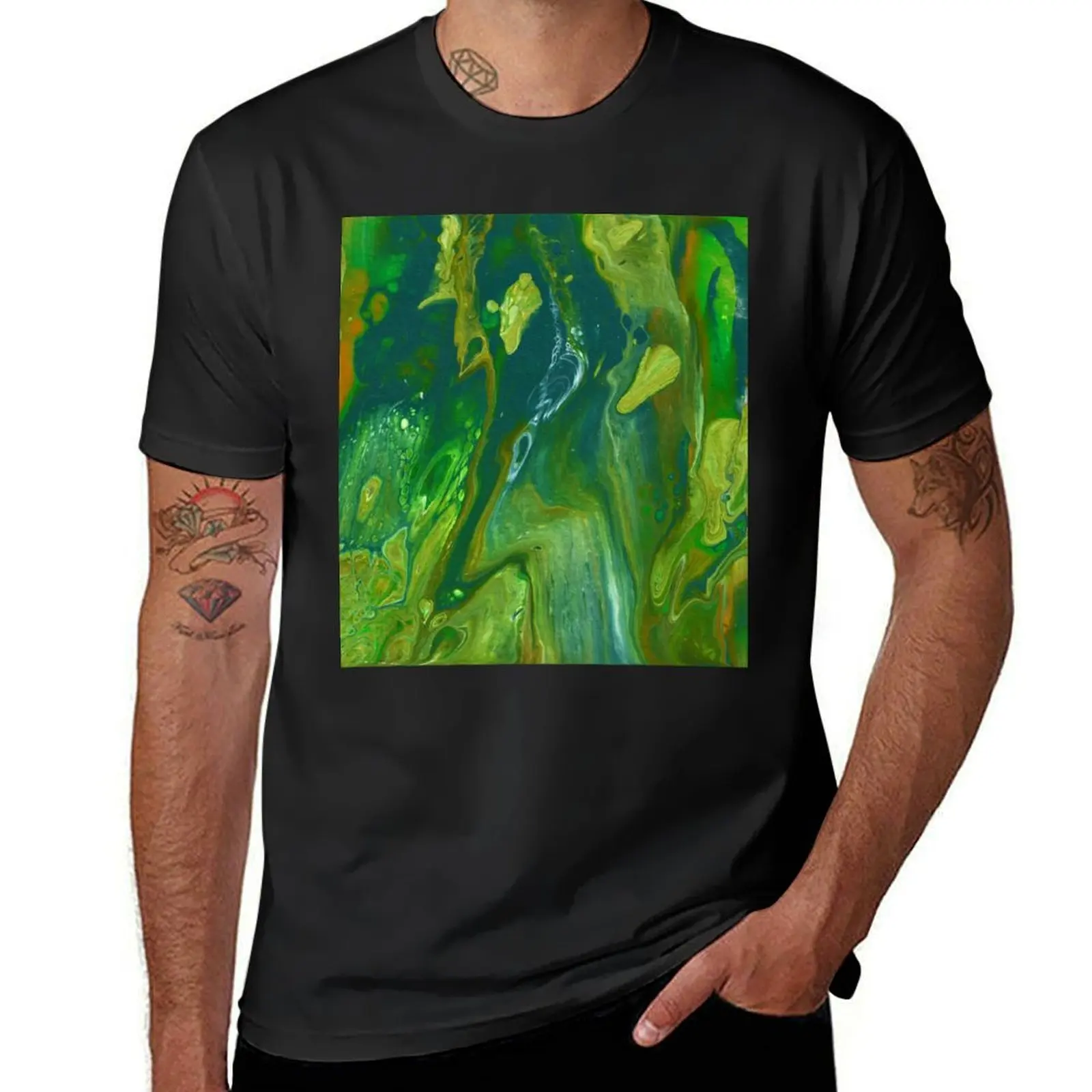

Summer adventure Acrylic pour pattern T-Shirt plus size tops plain mens graphic t-shirts hip hop