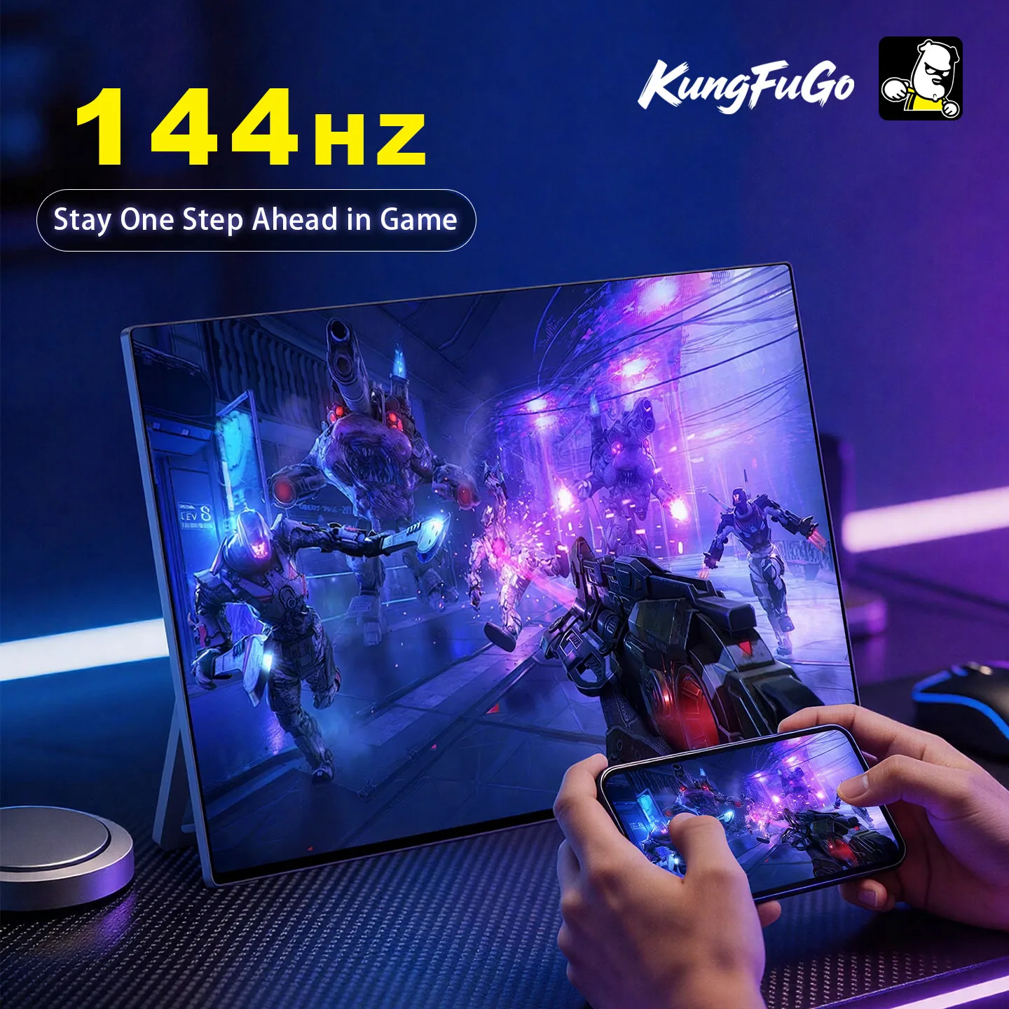 16인치 2.5K 터치스크린 풀 알루미늄 CNC 풀 라미네이션 144Hz 고화질 고휘도 원케이블 휴대용 모니터