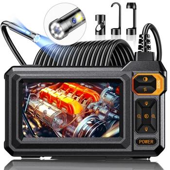 Borescope Dual Lens Endoscope with Light 4.3" IPS 1920P HD Inspection Camera 7.9mm IP67 16.4FT Semi-Rigid Snake Cable for Sewer 1