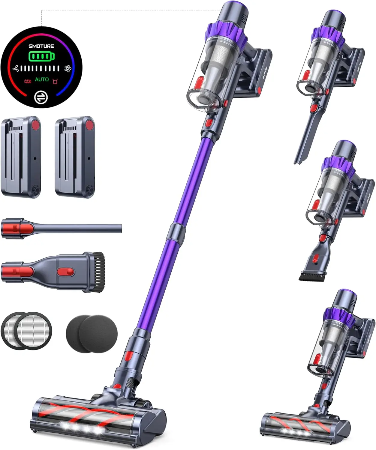 Cordless vacuum with dual batteries