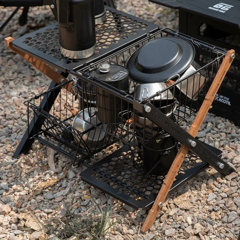 Description Picture 2 of itemIGT Table Double Layer Storage Rack Outdoor Camping Integrated Storage Rack Portable Combination IGT Table Accessories