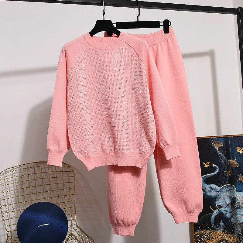 autumn-casual-knitted-suit-women-outfits-loose-tracksuits-pink-diamonds-o-neck-pullover-sweater-long-pants-two-piece-set-female