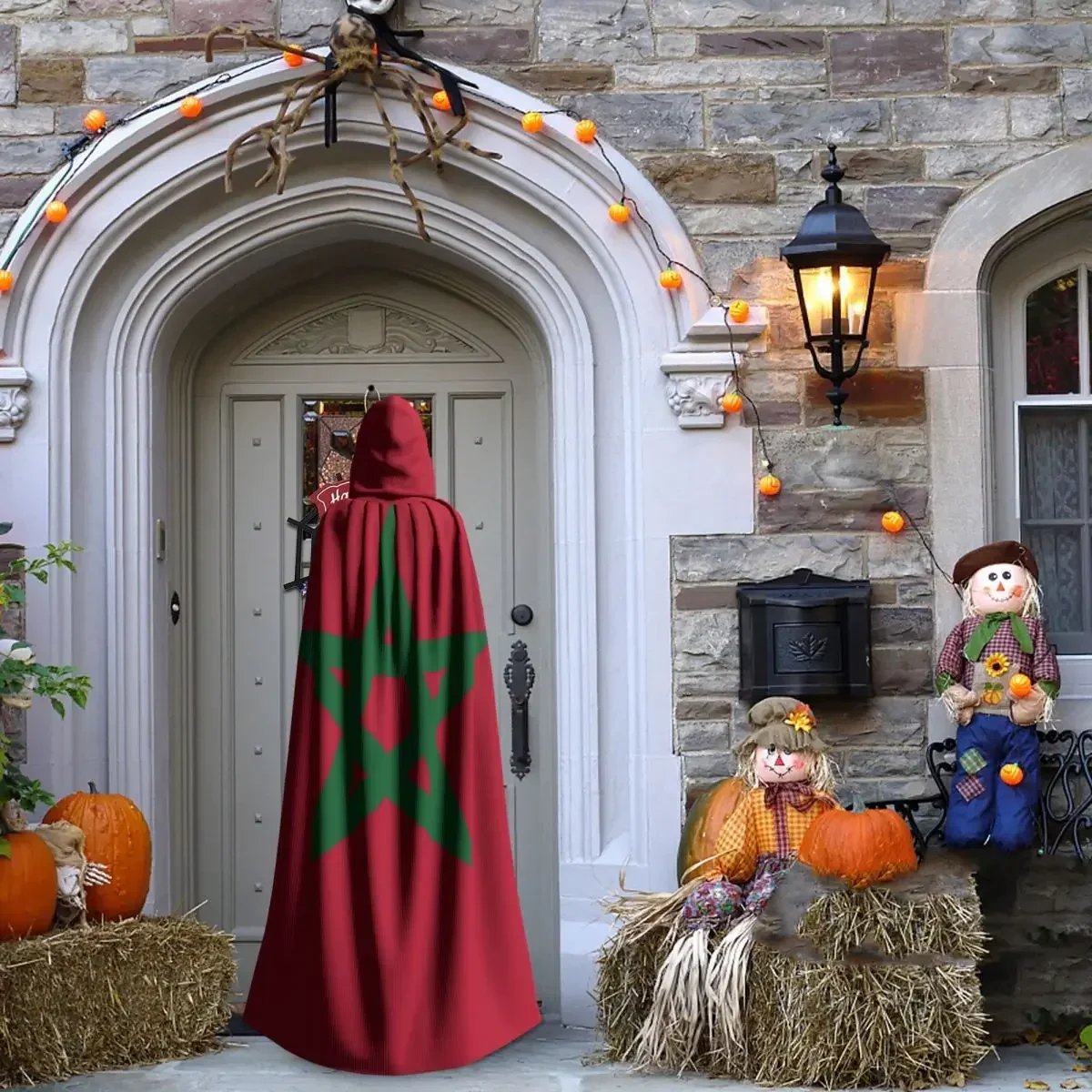 Hooded Cloak Unisex Cloak With Hood Flag Of Morocco Cloak Vampire Witch Cape Cosplay