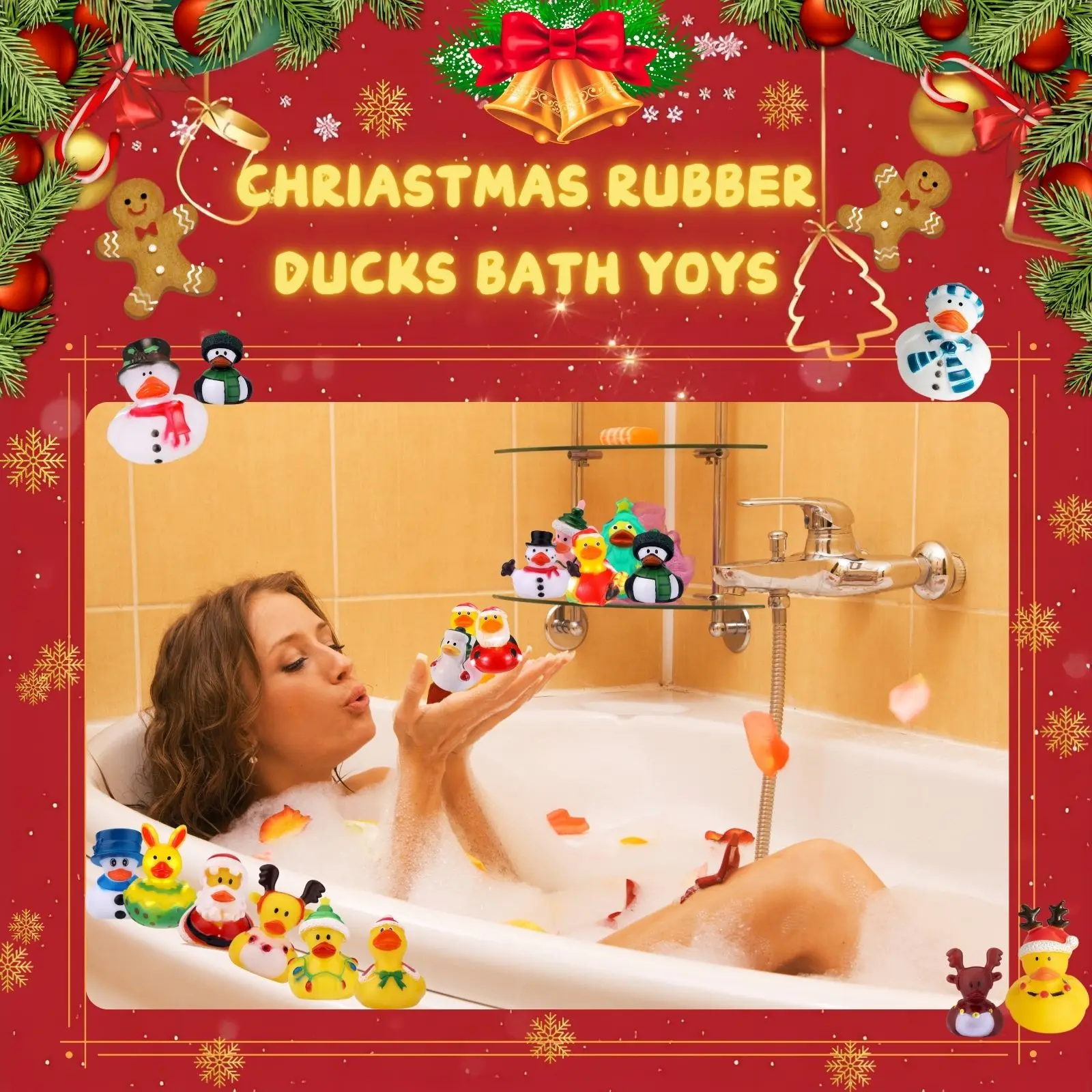 52 Pack Christmas Rubber Ducks Bulk for Kids Funny Rubber Rubber Duckies Christmas Jeep Ducks for Ducking Floater Duck Christmas 3