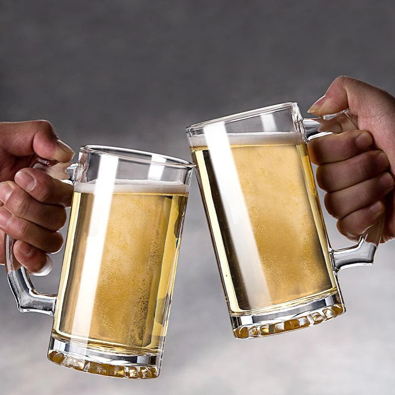 480ml Craft Beer Glass with Handle Drinkware Classic Thick Bottomed Wine Glass Party Bar Wine Utensils Heat Resistant Tea Cup