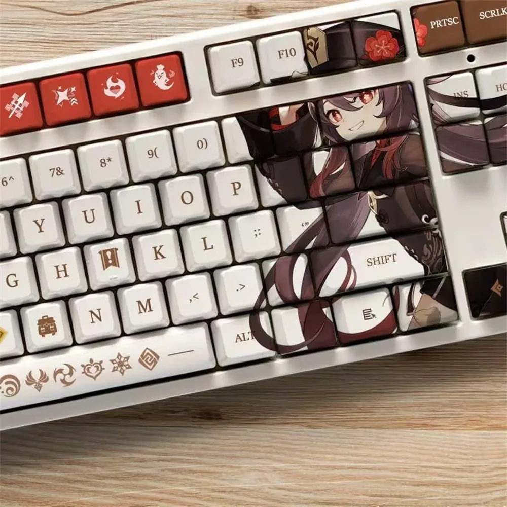 chaves genshin impacto tema keycaps pbt anime keycap teclado mecânico para cereja mx jogo teclado decoração presente