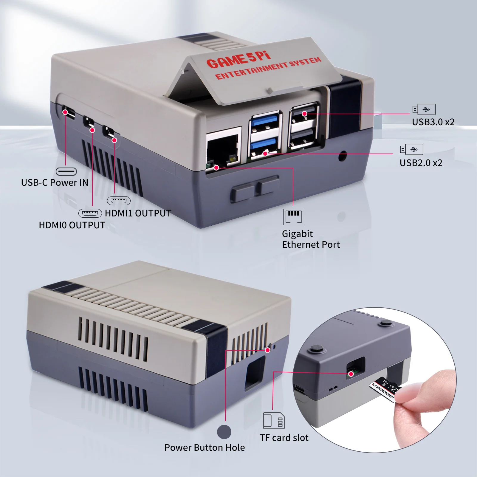 Geeekpi-game Estilo Case Kit Abs 3510 Funcional Ventilador Dissipador Chaves de Fenda Raspberry pi Nes - Imagem 4