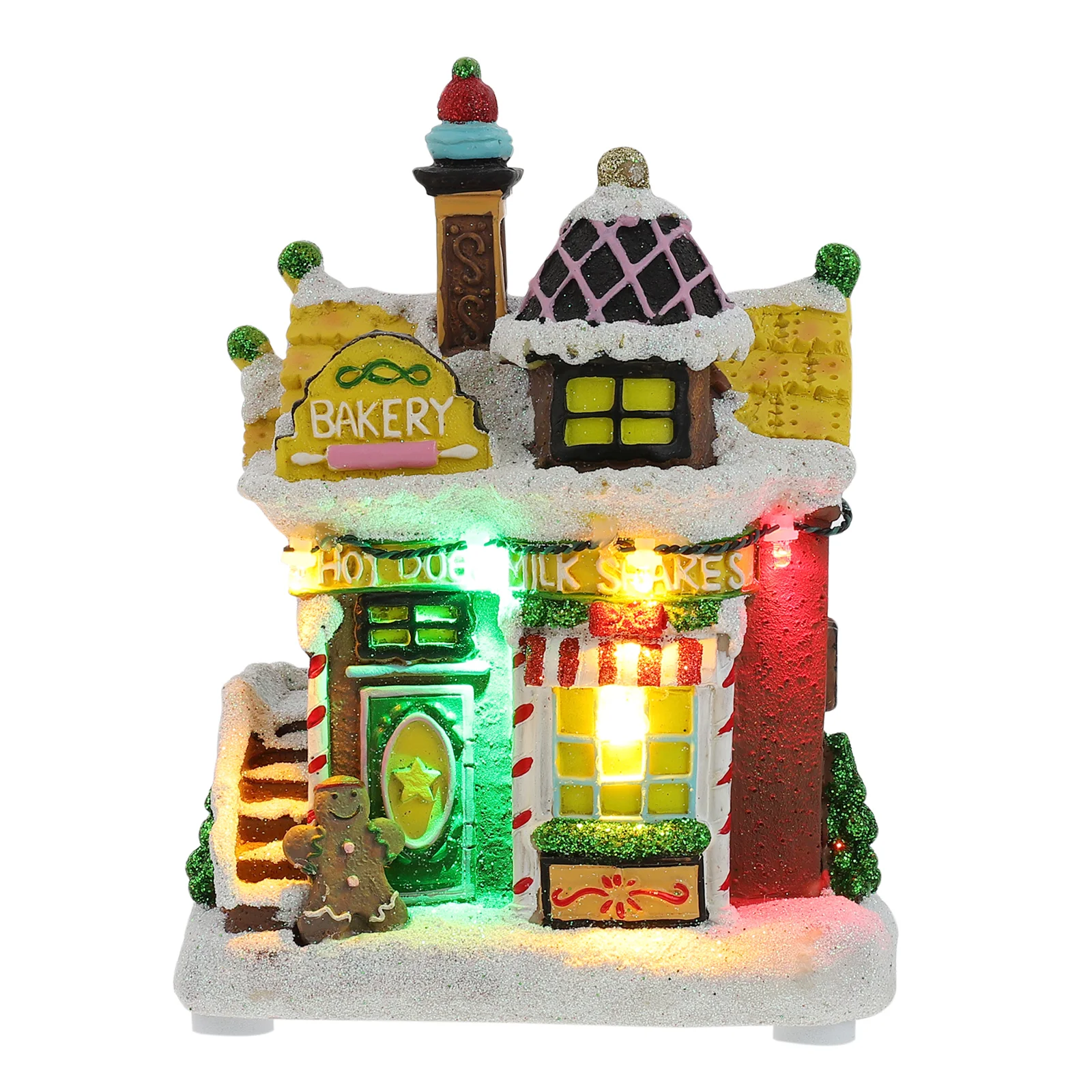 

Christmas LED Light Snow House Resin Luminous Village House Landscape Scene Xmas New Year Desktop Decoration