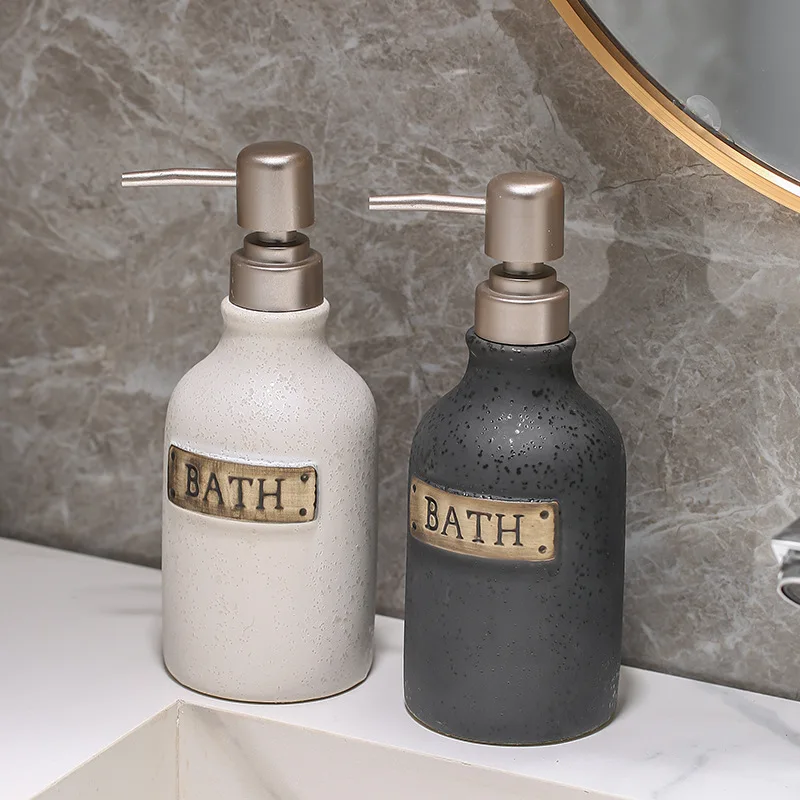 

400ml Vintage Ceramics Soap Dispenser Bottle Bathroom Accessories Press Refillable Shampoo Body Lotion Hand Soap Bottle