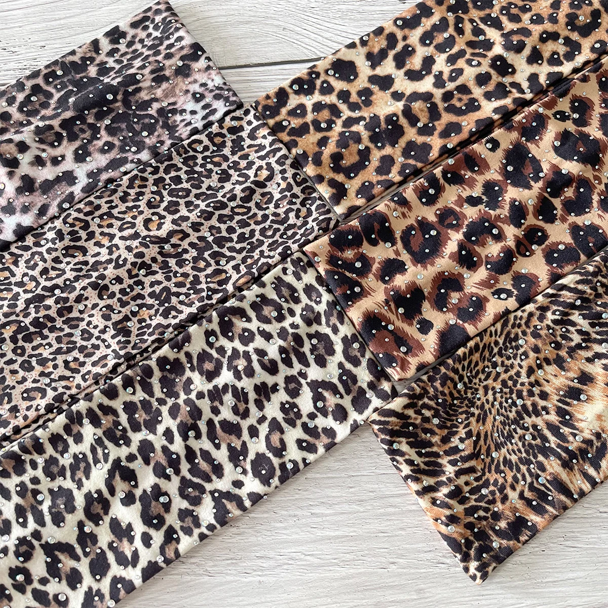 1pc Rhinestone Leopard Printed Women Headband For Lady Girls Shopping Face Wash Hairband Turban Bandana Fashion Hair Accessories