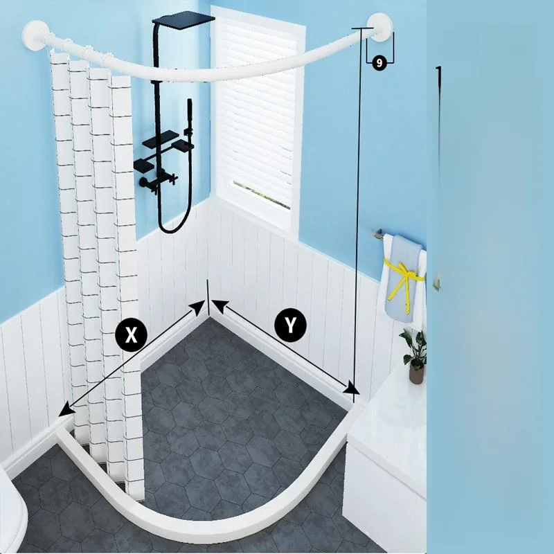 Batoom ower Curtain Set with Rod Pierced Batoom Partition Arc Curtain Waterproof Cloth ower Wet Dry Separation Free