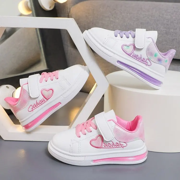 Sports Shoes Kids Sneakers Kids Shoes Kids Sports Shoes Children's Shoes Summer Kids Fashion Casual Sports Shoes Hook & Loop Love Embroidery Princess Girls Sneakers Versatile