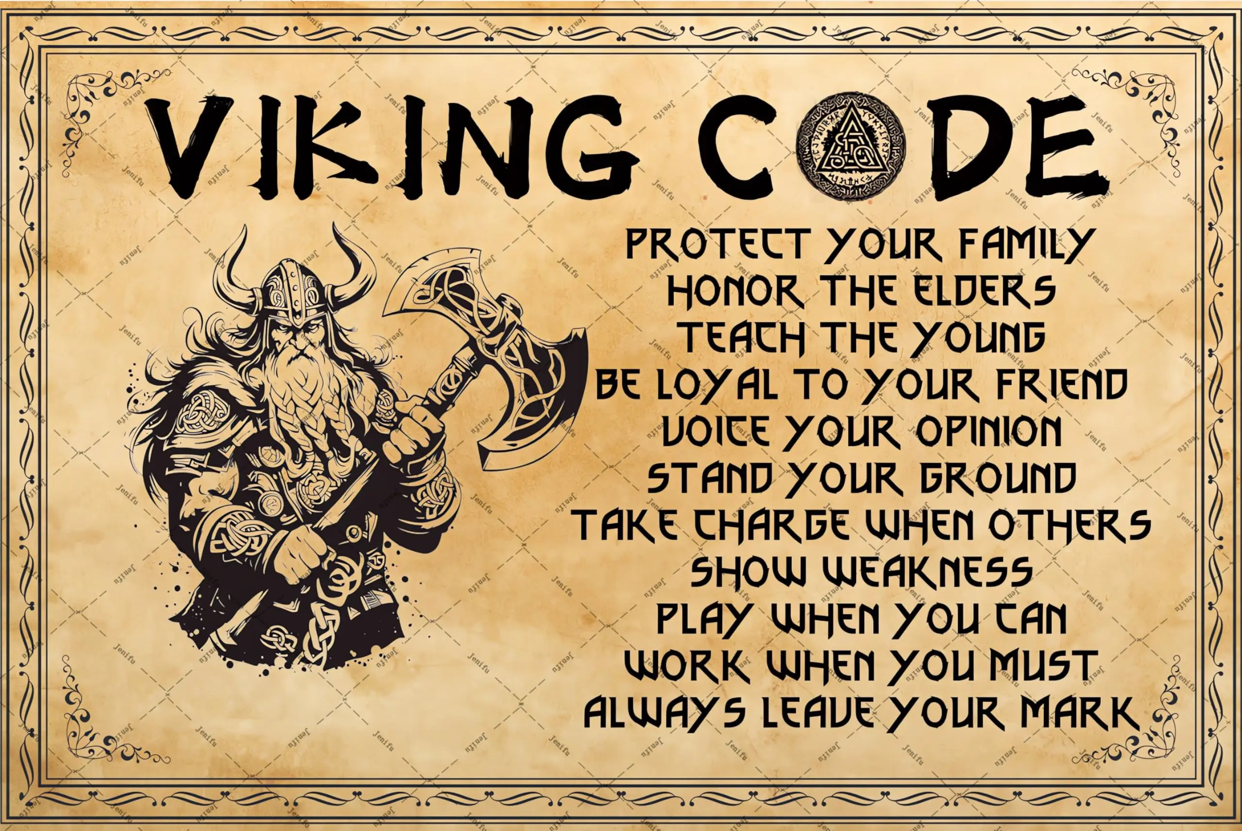

Viking Code Sign Viking Wall Decor Viking Signs Inspirational Viking Warrior Metal Tin Signs Samurai Poster Inspirational Quotes