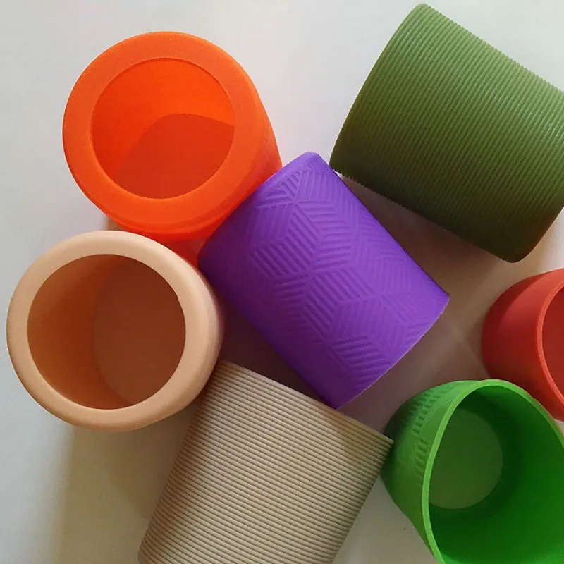 8.5CM Water Bottle Cup Sleeve Silicone Cup Cover Stripes Nonslip Heat