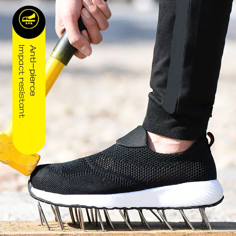 Summer Lightweight Steel Toe Cap Deodorant Mesh Wear-resistant Non-slip Safety Shoes Men's and Women's Shoes Large Size 36-46