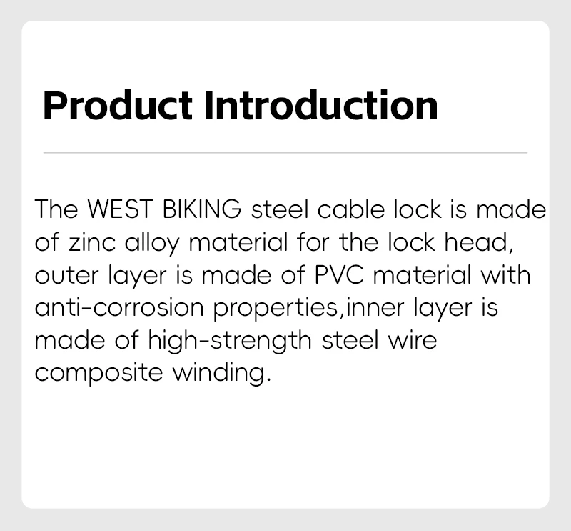 Description Picture 3 of itemBicycle Steel Cable Lock High Strength Anti-Theft Lock Scooter E-Bike Waterproof Safety Lock Bike Accessories