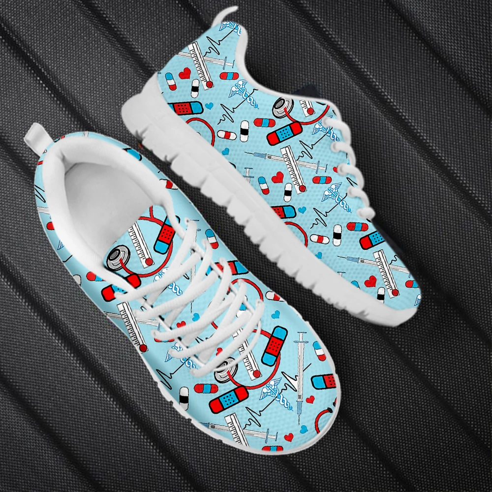 INSTANTARTS Classic Women's Nurse Shoes Meidcal Equipment Assistant Print Female Casual Sneakers Outdoor Walking Tennis Gifts