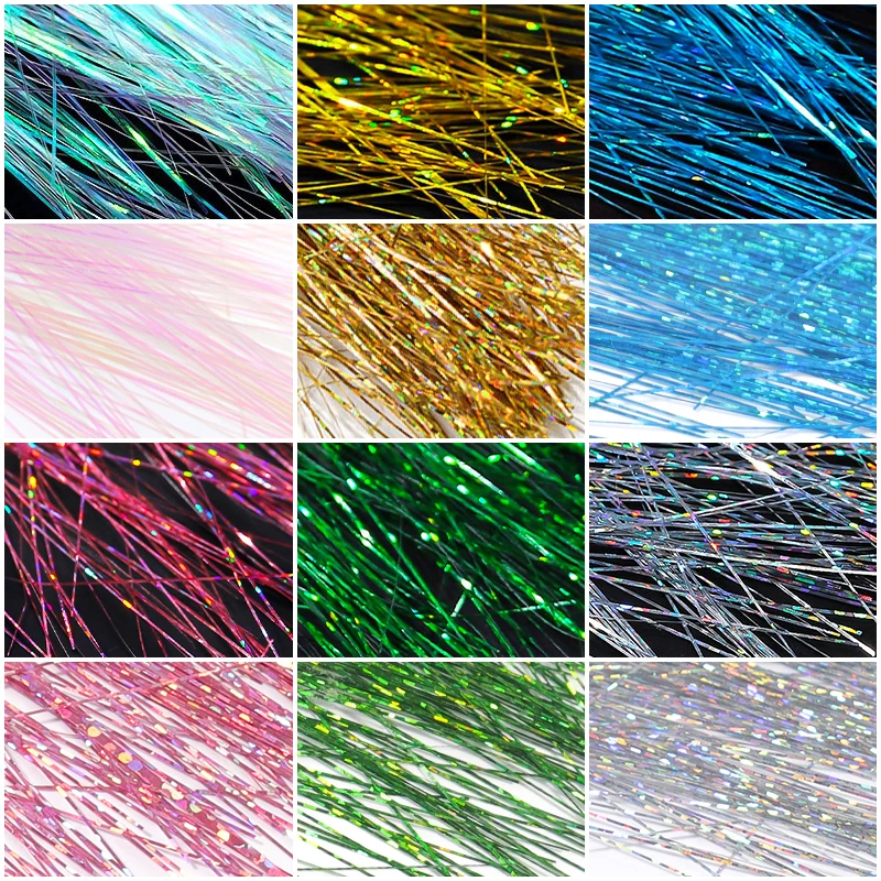 1 Beutel Nagelaufkleber mit fluoreszierendem Faden, Laser-Glitzer, Netznetz, Linienband, Abziehbilder, holografische 3D-Seidenfolien, Nagelkunst-Dekorationen – Detail 3