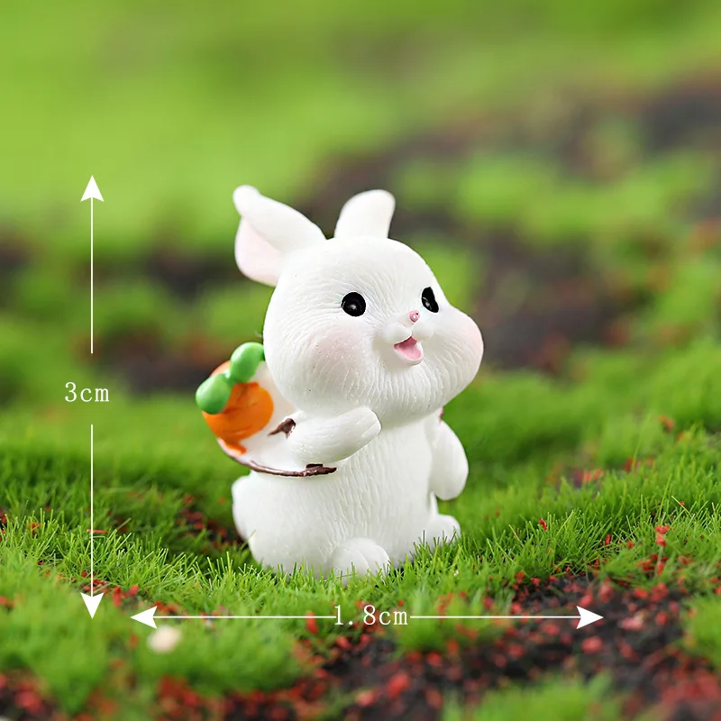 Cute Cartoon Rabbit Resin Miniature Ornament - Home and Garden Accessory