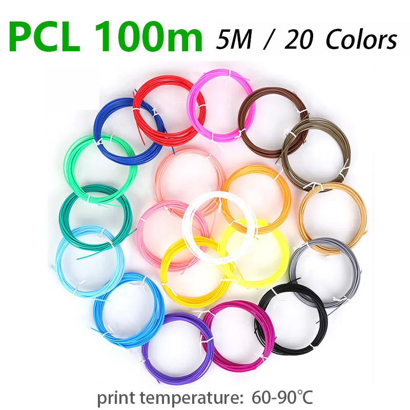 PCL Filament Low Temperature 3D Pen Filament 1.75MM Suitable For Low Temperature 3D Pen Bright Colors No Repetition 3d printing pen filament