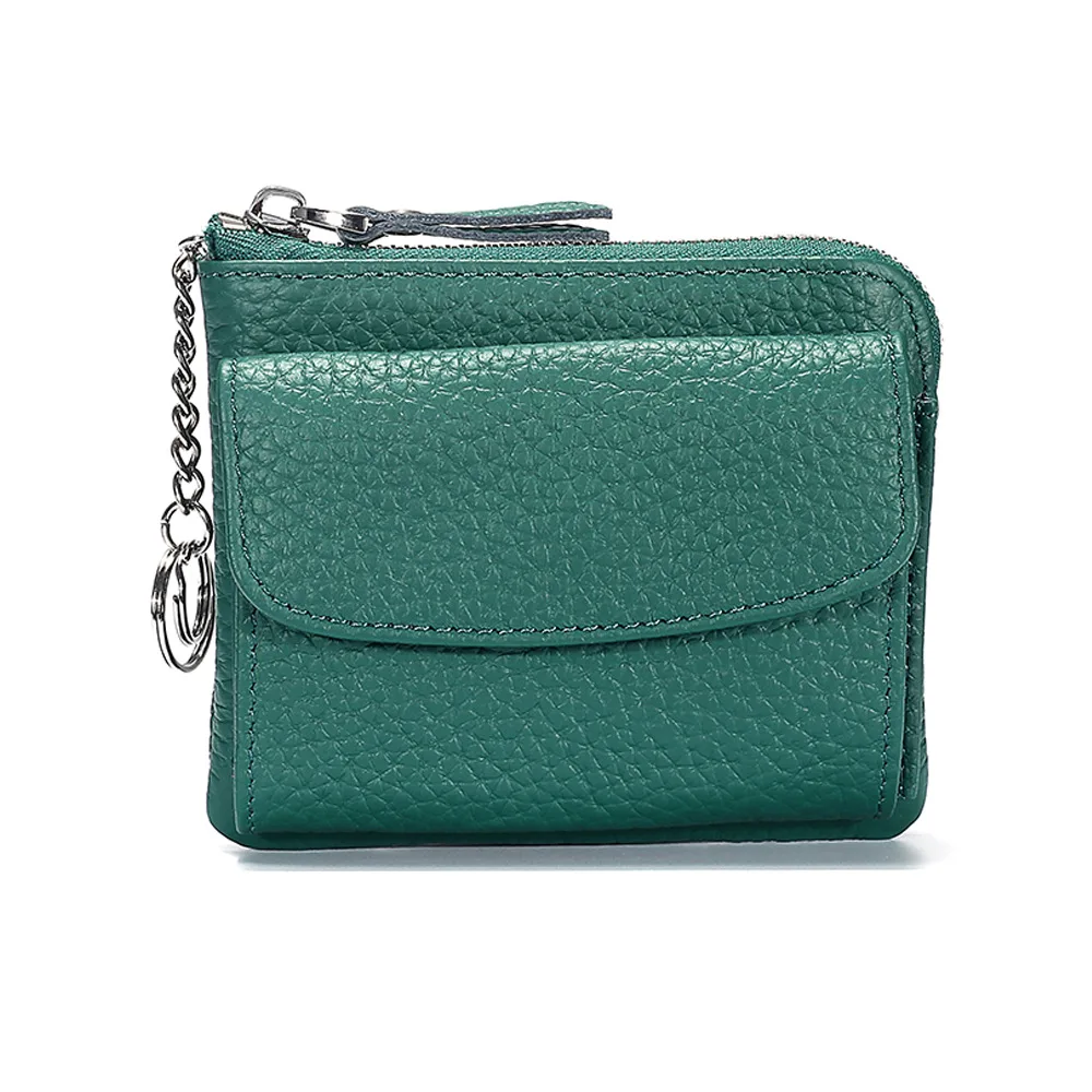

Women's Zero Wallet Leather Mini Key Chain Zipper Style Coin Change Wallet Wristlet Purses Girls Purse Small Pouch Wholesale