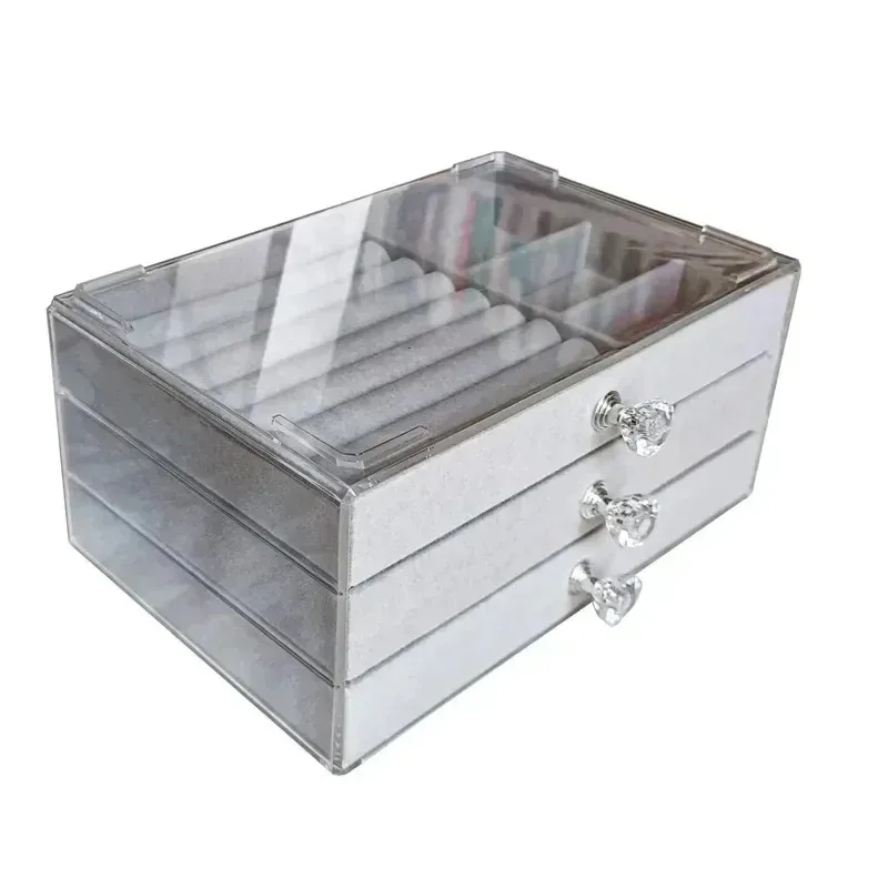 New Capacity High-grade Exquisite Anti-oxidation Three Drawer Desktop Jewelry Bracelet Ring Jewelry Large Storage Box
