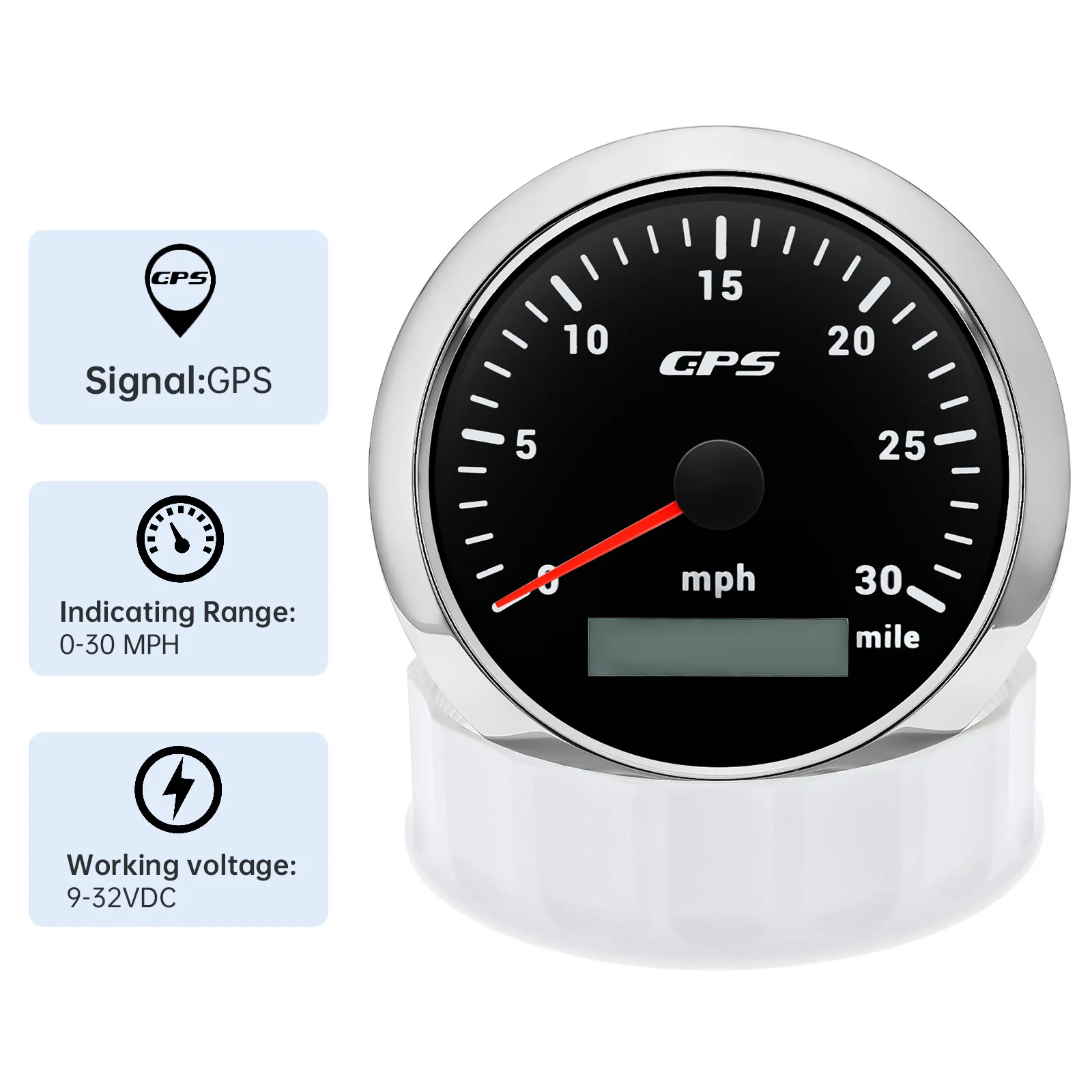 85 mm GPS-Tachometer, Kilometerzähler, 0–120 MPH, 160 MPH, 120 km/h, 200 km/h, mit 7-Farben-Hintergrundbeleuchtung für Auto, Boot, Motorrad, LKW, 12 V/24 V – Detail 12