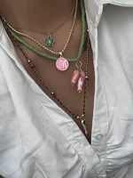 Ensemble de colliers empilés superposés en céramique, breloques de poisson, Design de perles colorées, style bohème, bijoux de fête pour femmes, 4 pièces 3