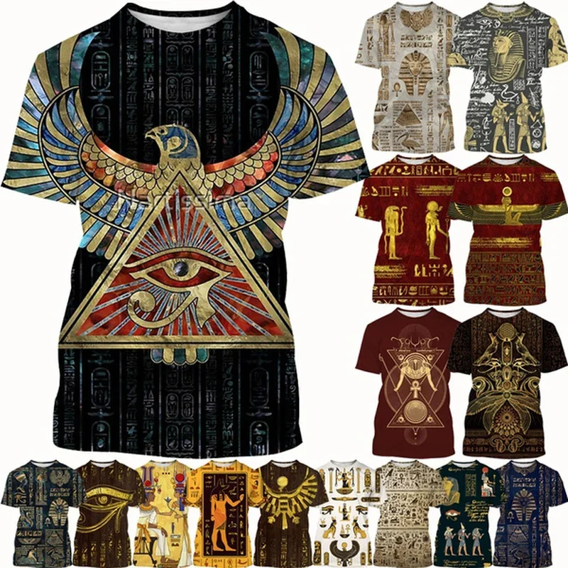 3d Men'S And Women'S Summer Pharaoh Anubis T-Shirt Ancient Egyptian God Eye Printed Short Sleeve Personality Graphic Trend Shirt