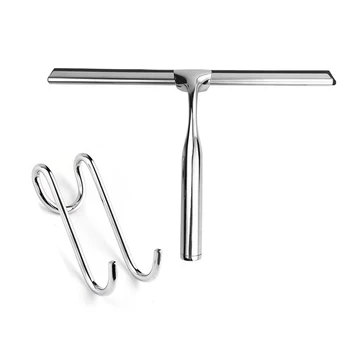 Stainless Steel Shower Squeegee Glass Wiper Scraper Cleaner Brush Multifunctional Bathroom Mirror Wiper Scraper Glass Cleaning 1