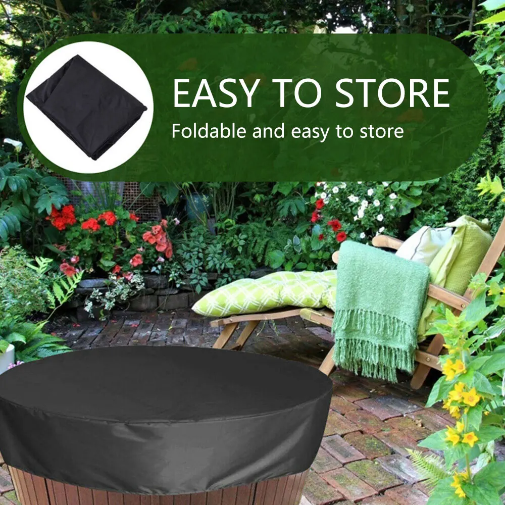 Round Bathtub Cover Outdoor Anti-UV Protector Spa Hot Tub Dust Cover Foldable Dustproof Waterproof Covers Swimming Pool
