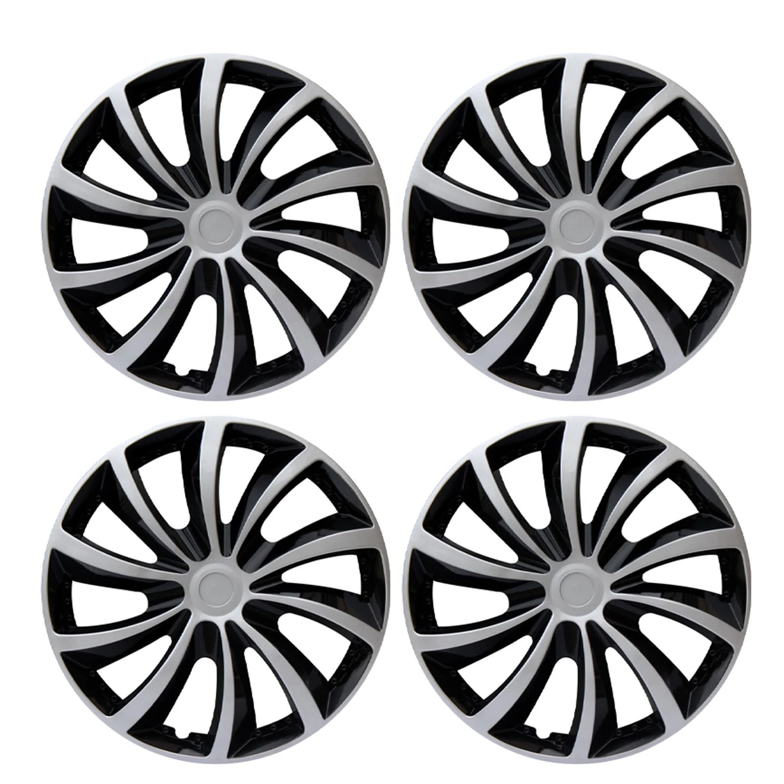 REN491L14 - Zwarte Wieldoppen 14 inch Renault wieldoppen zwart Renault 14 inch (Merklogo set