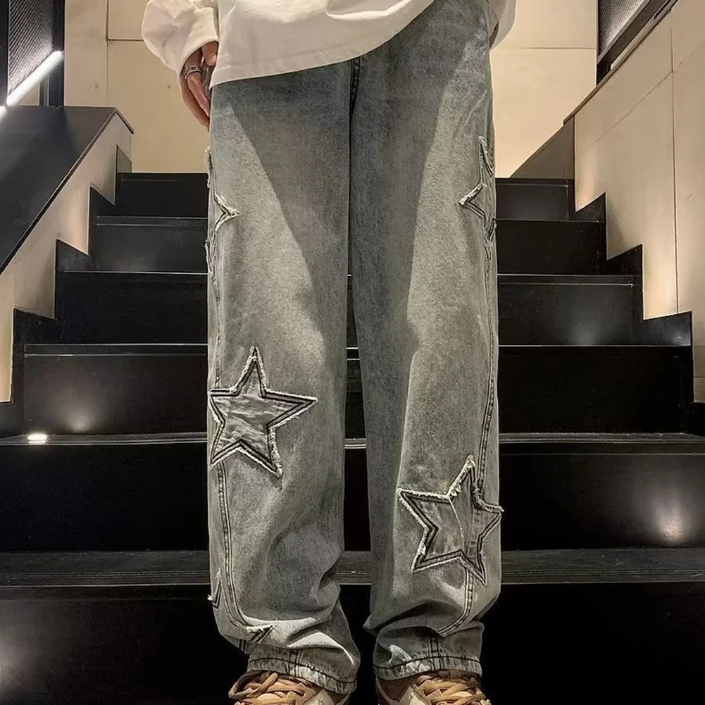 

Achieve a Unique Look with Men's Y2K Vintage Korean Streetwear Wide Leg Jeans Star Aesthetic Straight Trousers