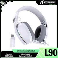 ATTACK SHARK L90 Ultralight Wireless Gaming Headset, BT, 2.4G, 3.5mm Wired, RGB Foldable 7.2 Surround Sound Over-Ear Earmuffs