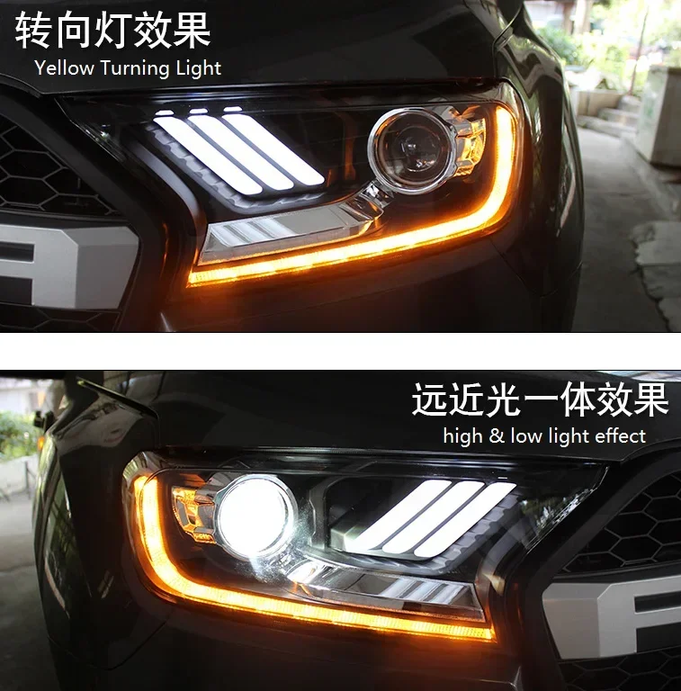 Car Styling for Ford Everest& Ranger Headlights-Turn Signal LED Headlight DRL Auto Accessories customcustom